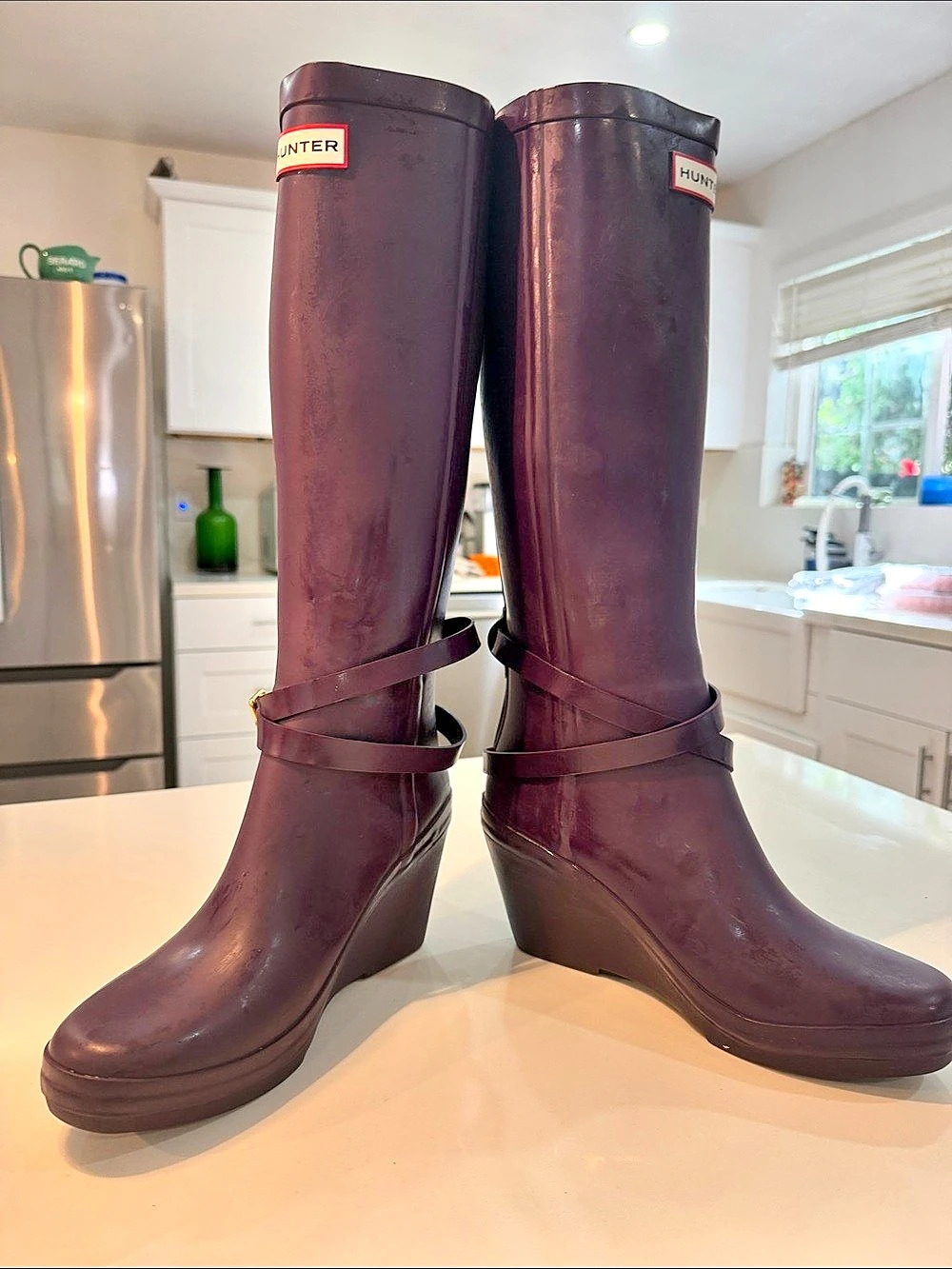 Hunter Andora Tall Wedge Rain Boots Purple๐๐ - Picture 7 of 16